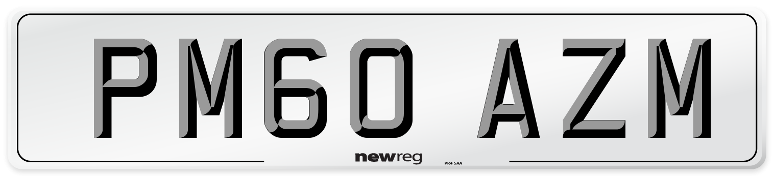 PM60 AZM Number Plate from New Reg